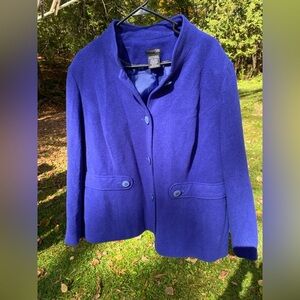 Women's Blue Wool Blend Pea Coat